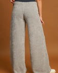 Umgee Elastic Waist Wide Leg Pants-Light Gray