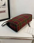 Contrast Plaid Clutch with Zipper