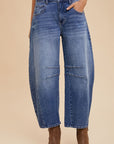 Annie Wear Mid Rise Barrel Leg Jeans with Pockets