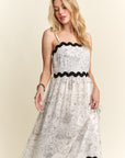 ADORA Floral Adjustable Strap Maxi Cami Dress- Ivory