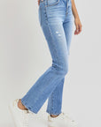 RISEN Full Size Distressed High-Rise Ankle Straight Jeans