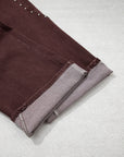 Coffee Side Seam Rivet Detail Ankle Length Casual Jeans