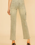 Annie Wear Straight Leg Jeans with Cargo Pockets- Sage