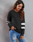 Full Size Striped Round Neck Long Sleeve T-Shirt