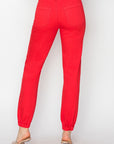 RISEN Full Size High Waisted Joggers in Scarlet