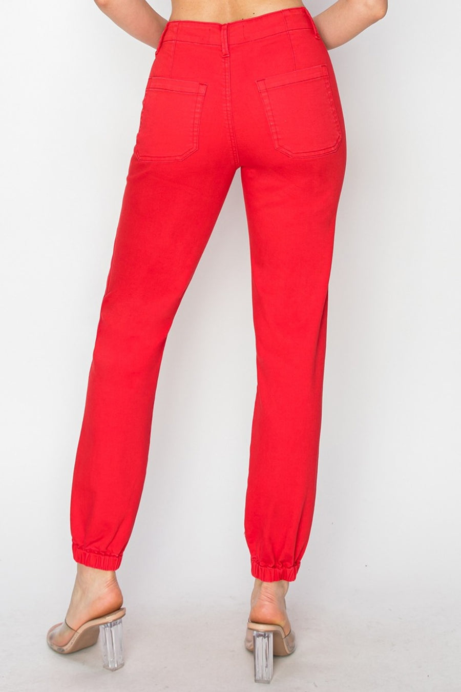 RISEN Full Size High Waisted Joggers in Scarlet