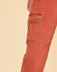 Annie Wear Straight Leg Jeans with Cargo Pockets- Orange Red