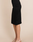 BOMBOM Elastic Waist Pencil Skirt- Black