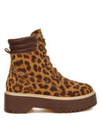 Ujola High Ankle Leopard Print Suede Boots