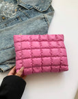 Quilted Plaid Clutch with Zipper