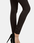 Yelete Seamless High Waist Fleece Leggings-Black