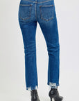 RISEN Full Size High Rise Distressed Crop Straight Jeans