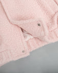 Double Take Plush Mock Neck Snap Down Jacket with Pockets- Blush Pink