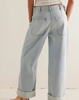 Washed Wide Leg Jeans with Pockets