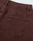 Coffee Side Seam Rivet Detail Ankle Length Casual Jeans