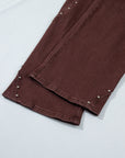 Coffee Side Seam Rivet Detail Ankle Length Casual Jeans