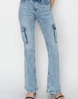 RISEN Full Size High Rise Cargo Flare Jeans