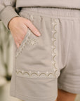 A Little Bit of Comfort Embroidered Top and Bottom Set in Taupe