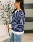Almost Therapeutic Drop Shoulder Pullover in Navy