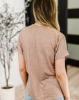 Almost There V-Neck Henley Top In Taupe
