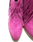 Amos Fringe Ankle Bootie in Magenta Suede