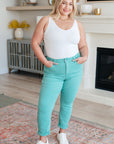 Bridgette High Rise Garment Dyed Slim Jeans in Aquamarine