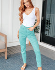 Bridgette High Rise Garment Dyed Slim Jeans in Aquamarine