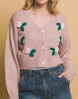 Mid cropped flower cardigan- Light Rose