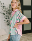 Can't Control It Collared Color Block Top