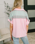 Can't Control It Collared Color Block Top