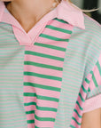 Can't Control It Collared Color Block Top