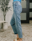 Carla High Waist Ankle Straight Jean in Break Through Blue