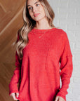 Casual Tuesday Ribbed Knit Sweater in Dark Red