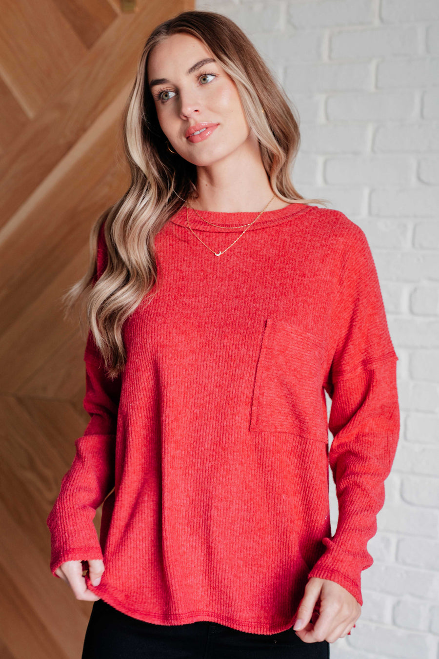 Casual Tuesday Ribbed Knit Sweater in Dark Red