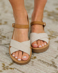 Chester Platform Nubuck Wedge Sandals in Cream