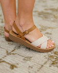 Chester Platform Nubuck Wedge Sandals in Cream