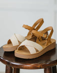 Chester Platform Nubuck Wedge Sandals in Cream