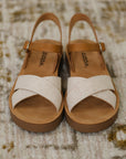 Chester Platform Nubuck Wedge Sandals in Cream