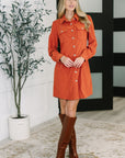 Clever in Corduroy Shirt Dress