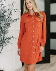 Clever in Corduroy Shirt Dress