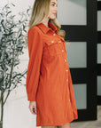 Clever in Corduroy Shirt Dress