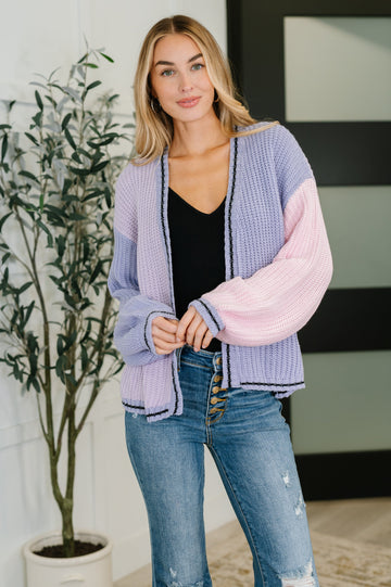 Coffee Date Color Block Cardigan- pastel