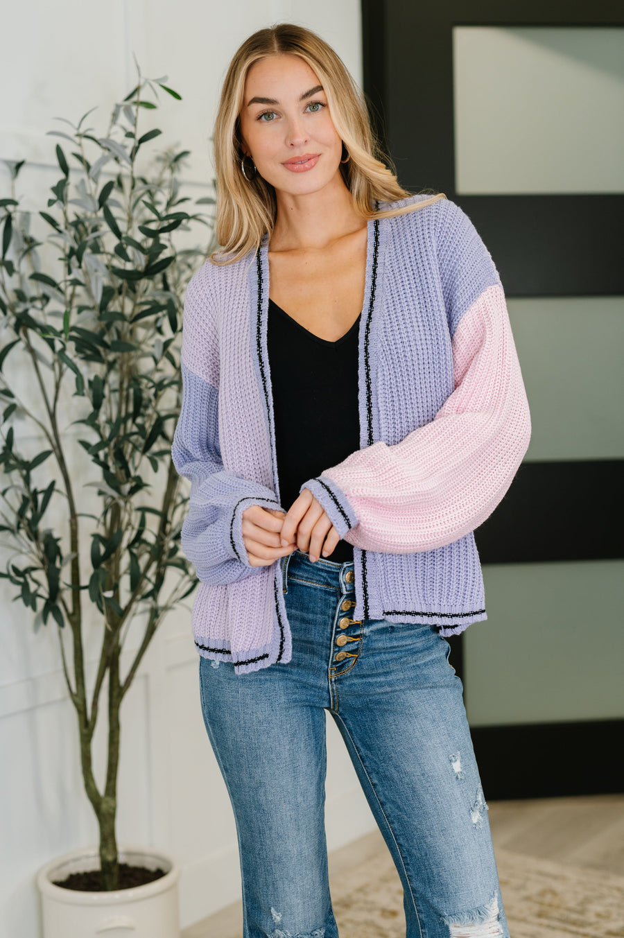 Coffee Date Color Block Cardigan- pastel