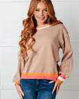 Conversational Moment Striped Trim Sweater