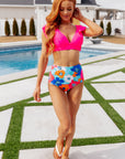 Panama Floral Print High Waisted Swim Bottoms