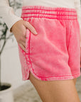 Daily Routine  Mineral Wash Shorts in Fuchsia