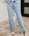 Debbie High Rise Stone Wash Straight Fit Jeans