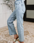 Debbie High Rise Stone Wash Straight Fit Jeans