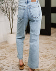 Debbie High Rise Stone Wash Straight Fit Jeans