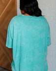 Don't Mind Me Mineral Wash Drop Shoulder Tee in Turquoise